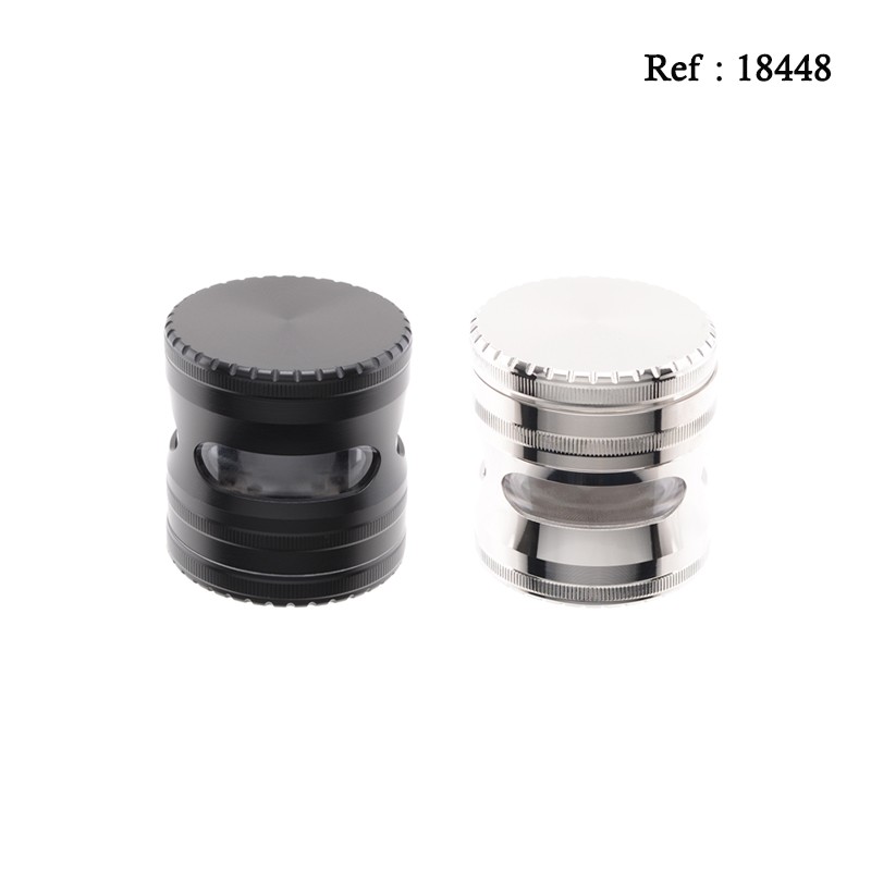 metal grinder Black and Silver Ø 6.3 cm, 5 parts, assorted per 6 pcs