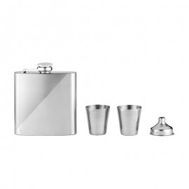 Gift Set Flask 6 Oz Silver/Chrom, 180 ML 