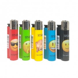 Flint lighter STAX fixed flame Smiley assorted per 40 pcs