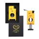 2 Jet flame lighter MYON Yellow with cigar cutter V slicer and pierc