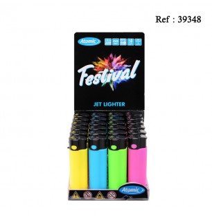 Briquet Torche Festival 4 coloris gomme ass, display de 24