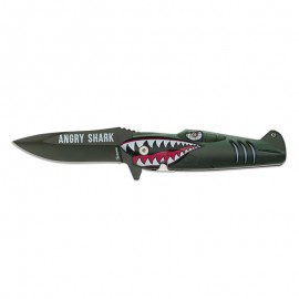 Knife 8.5 cm Angry Shark Green with clip