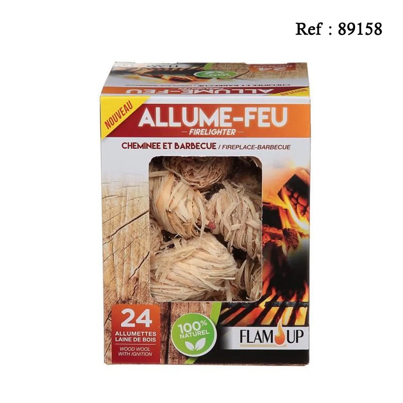 Allume Feu FLAM UP 24 pièces de laine de bois