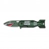 Couteau 6 cm Angry Shark Vert, avec clip ceinture, forme obus