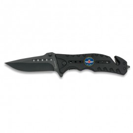 Knife Black  8 cm with Badge EJERTICO DELAIRE and clip