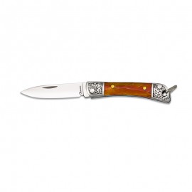 Couteau 5 cm, manche Orange/Chromé, avec anneau porte clés