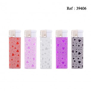 piezo lighter glitter hearts decor assorted per 50 pcs