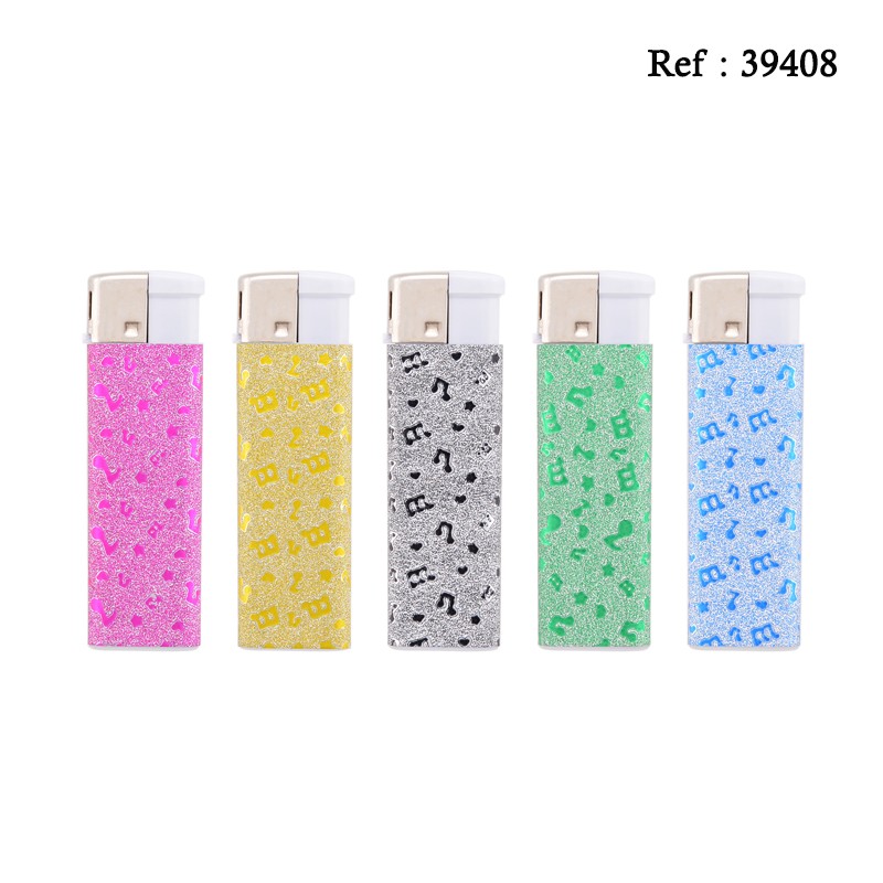 piezo lighter glitter music decor assorted per 50 pcs