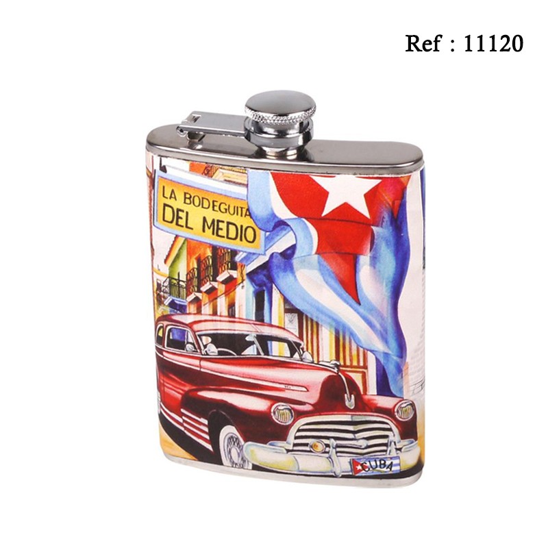 hip Flask stainless steel/leather design CUBA 70z/210ml