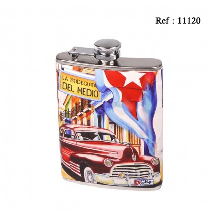 hip Flask stainless steel/leather design CUBA 70z/210ml