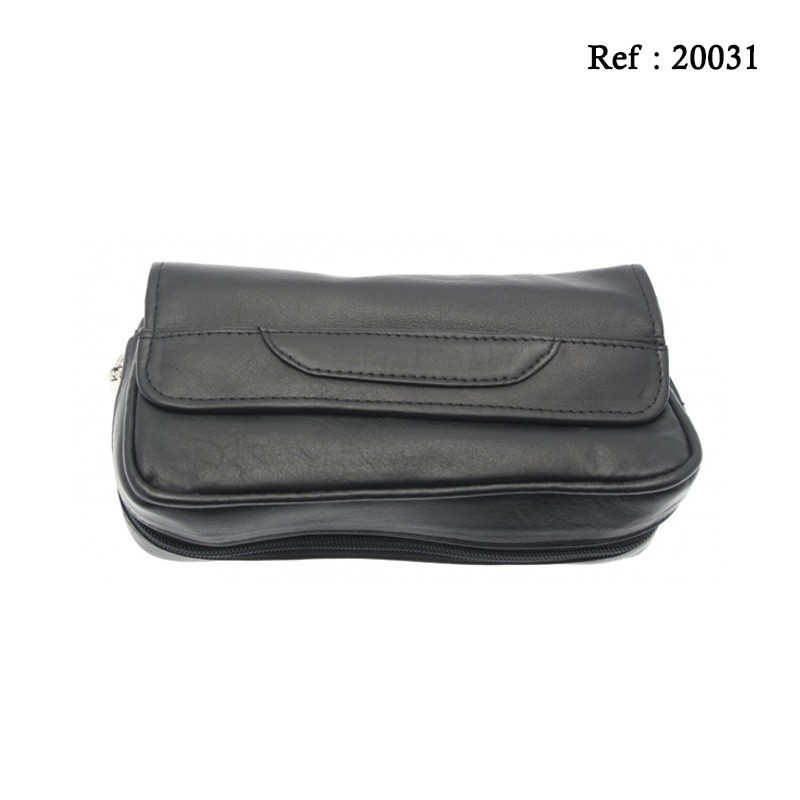 tobacoo leather pipe pouch for 2 pcs, black