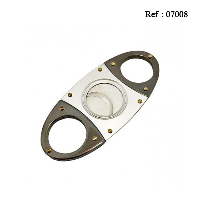 cigar cutter oval silver/gun 92 x 40 x 4 mm