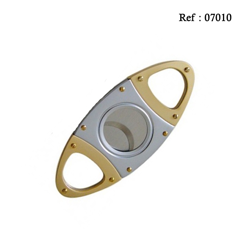 cigar cutter oval silver/gold 92 x 38 x 4 mm