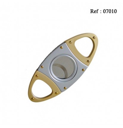 cigar cutter oval silver/gold 92 x 38 x 4 mm