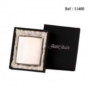 Cigarette case JC metal nickel brushed with ornament for 20 cig.