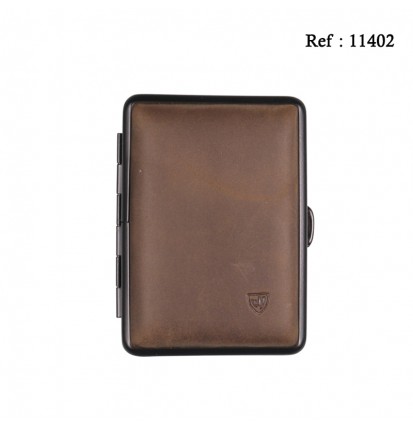 Cigarette case soft leather dark brown for 14 cigarettes