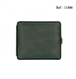 Etui Cigarettes Vert Foncé en cuir, pour 18 cigarettes