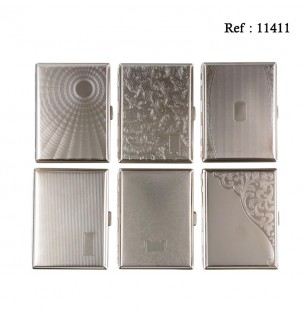 Cigarette case metal chrome assorted 100 MM assorted per 6 pcs