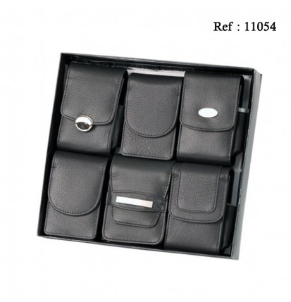 cigarette case black leather assorted per 6 pcs