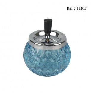 Spinning glass ashtray blue, diameter 12 cm