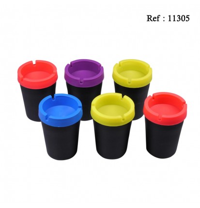 Ashtray for tin holder in car, black/lid colored assorted per 12 pcs