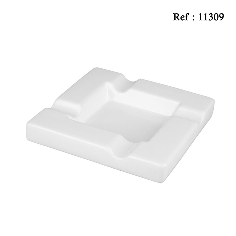 Cigar ashtray ceramic white 20.3 X 20.3 X 3.5 cm, for 4 cigars