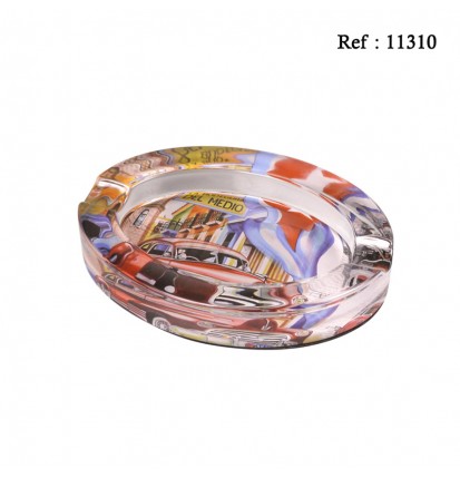 Cigar ashtray glass oval with Cuba design Car 2 deposits