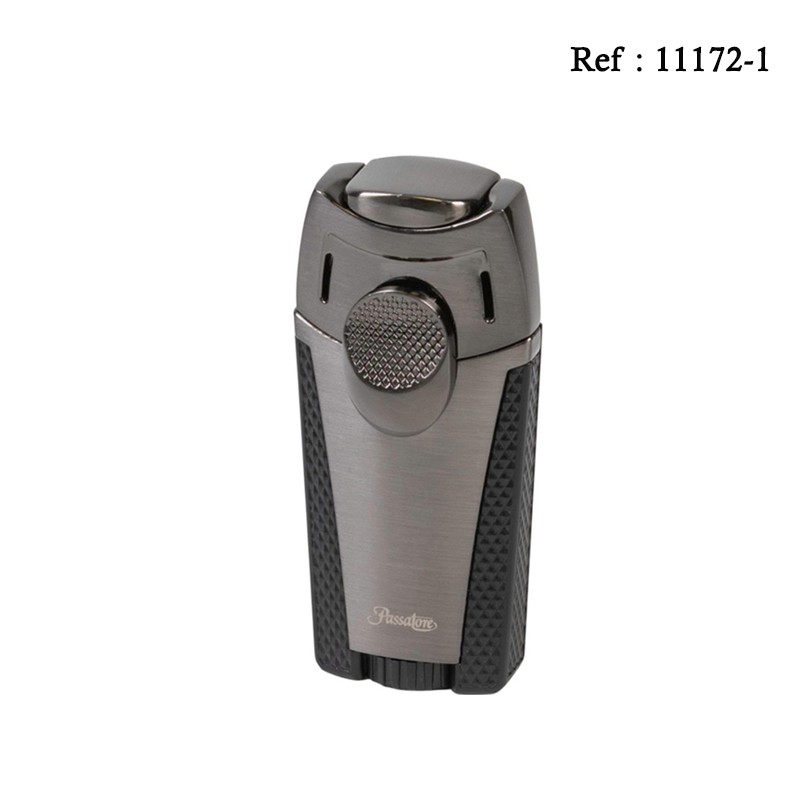 Briquet Double Jet Gun Satin/Noir en boîte cadeau