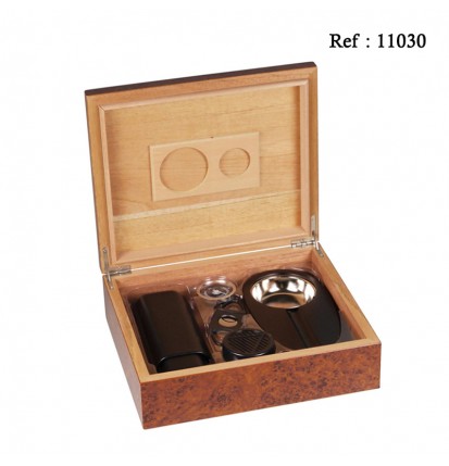 humidor set bulr wood for 25 cigars, 260 x 220 x 80 mm