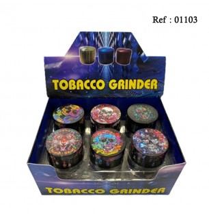 Grinder métal décor 5 Cranes + 1 Tigre Ø 5cm 4 éléments display de12