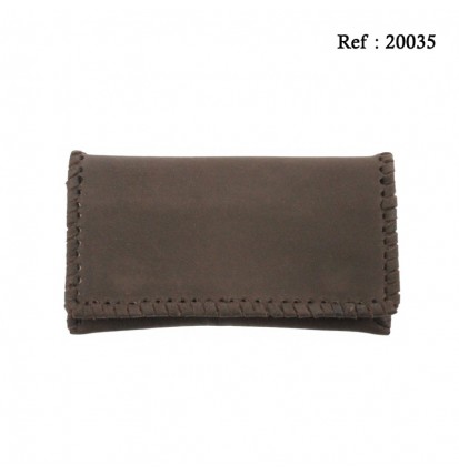 Tobacco leather pouch 2 tone brown/chocolate