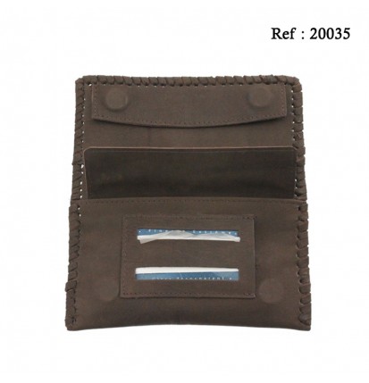 Tobacco leather pouch 2 tone brown/chocolate