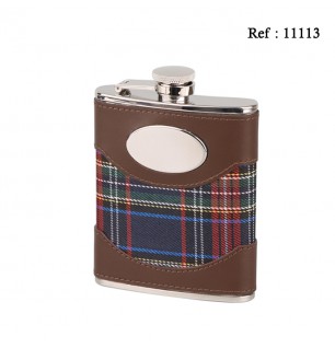 hip flask60z/180 ml  leather browntartan pattern