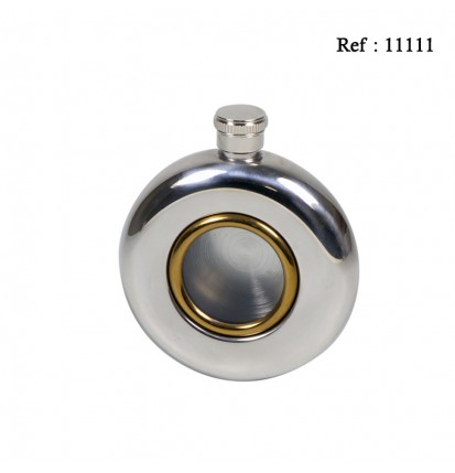 hip flask 50z/150 ml stainless steel polished round with window