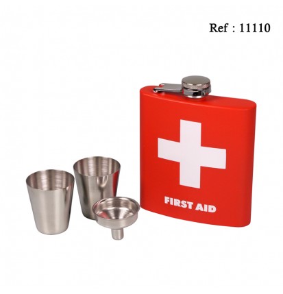 hip flask 60z/180ml red First Aid in gift box