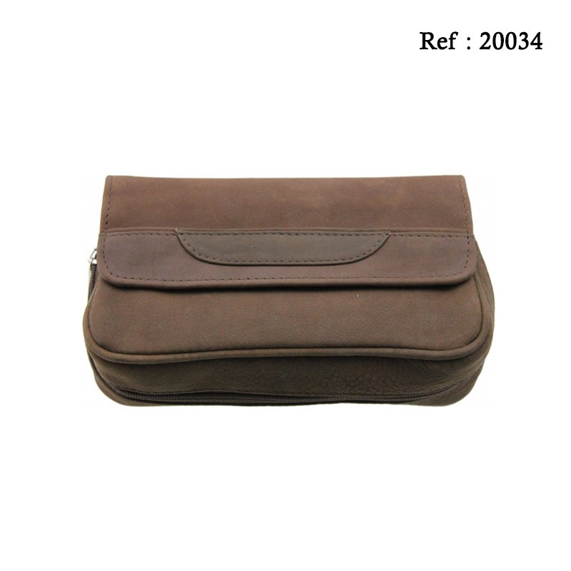 Tobacoo leather pipe pouch brown for 2 pcs