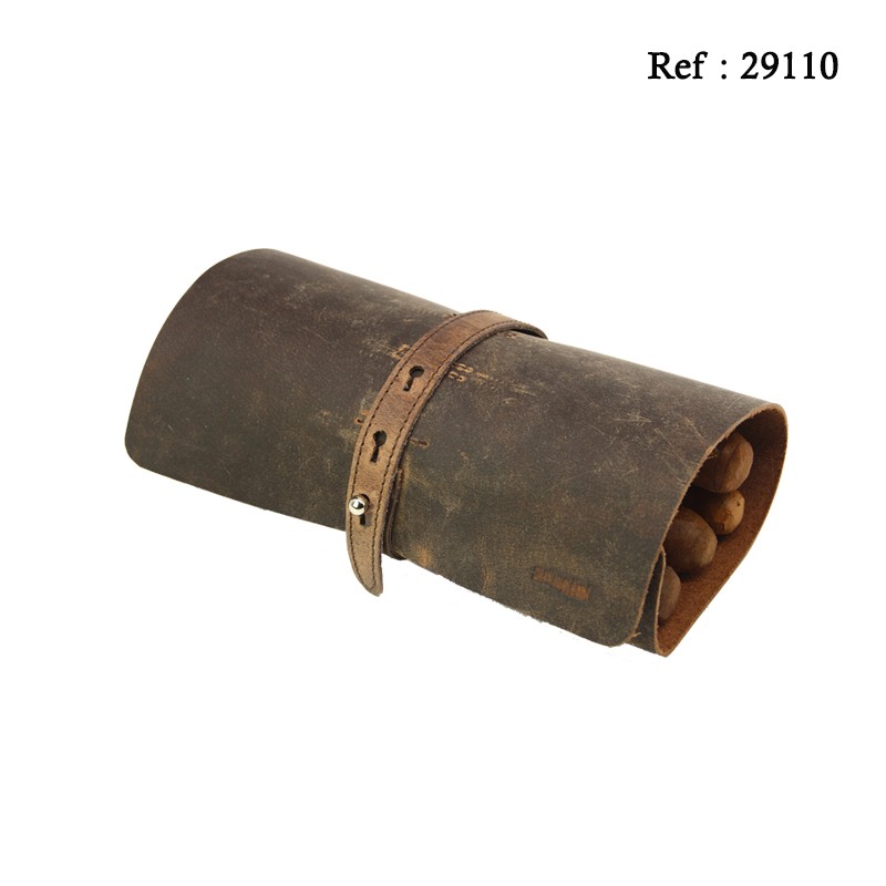 Rouleau à cigares ADORINI, cuir marron, 6 cigares