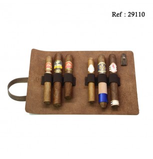 Adorini cigar roll leather brown for 6 cigars