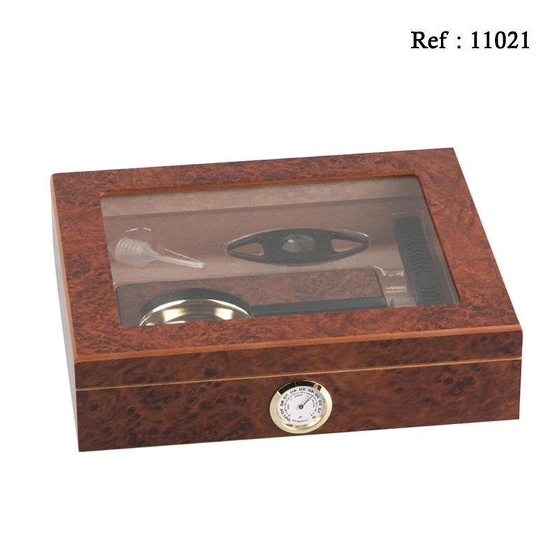 humidor with glass for 15 cigars, 260 x 220 x 65