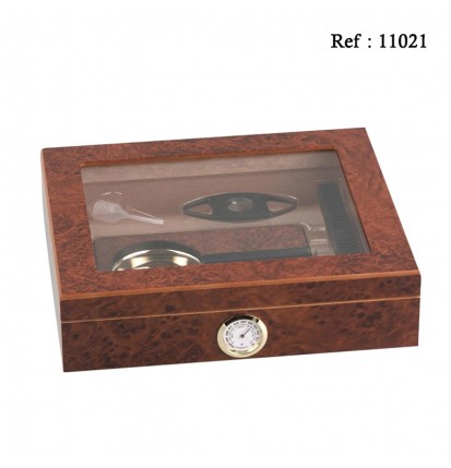 humidor with glass for 15 cigars, 260 x 220 x 65