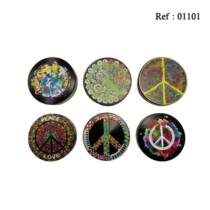 Grinder métal Peace ass, Ø 5 cm, 4 éléments, display de 12