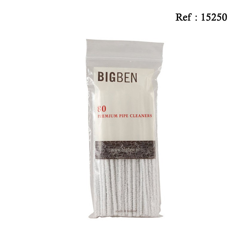 Nettoie pipe BIG BEN Premium, conic coton blanc, sachet de 80