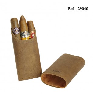 cigar case for 3 pcs ADORINI leather brown