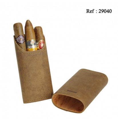 cigar case for 3 pcs ADORINI leather brown