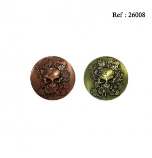 Grinder métal Skull antique doré et bronze, Ø 5 cm, display de 12