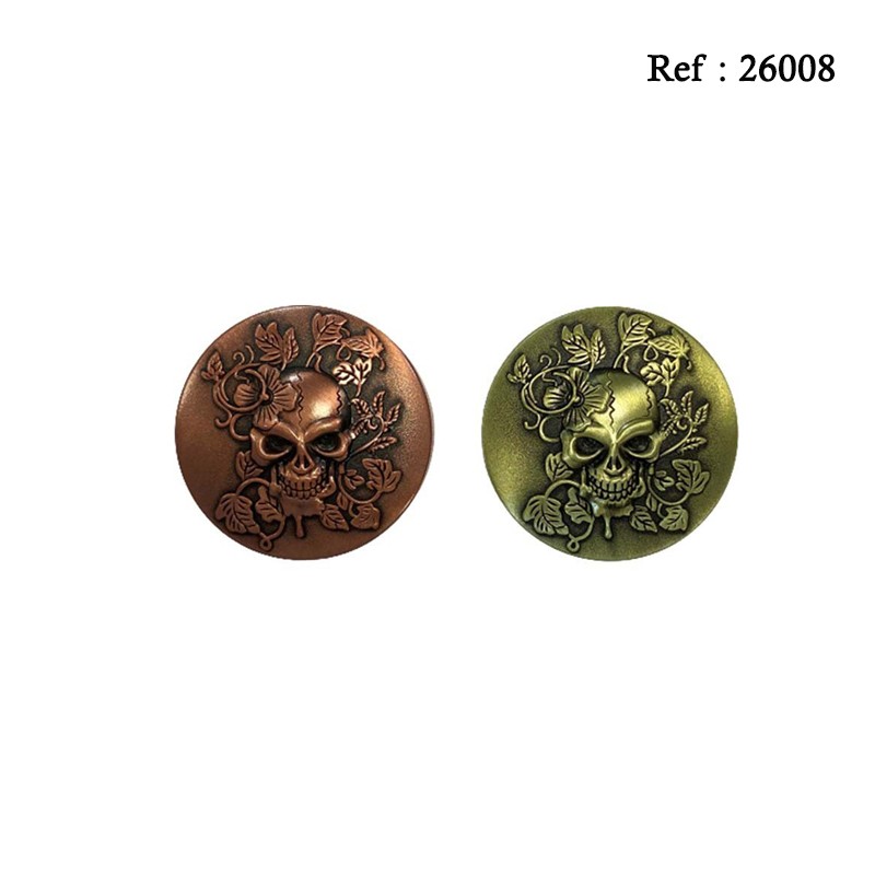 métal grinder skull antique ass, Ø 5 cm, 4 parts assorted per 12 pcs