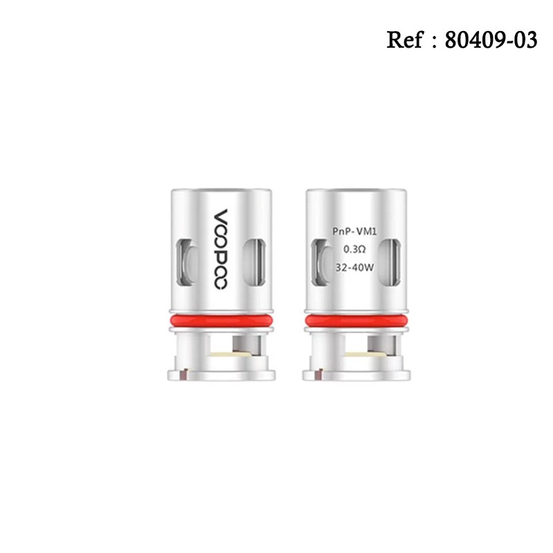 Résistances PnP Mesh 0.3 Ohm VM1 32-40W Voopoo - Boite de 5pcs