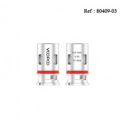 Résistances PnP Mesh 0.3 Ohm VM1 32-40W Voopoo - Boite de 5pcs