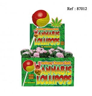 Sucettes Strawberry/Banana Kush - Boite de 70pc