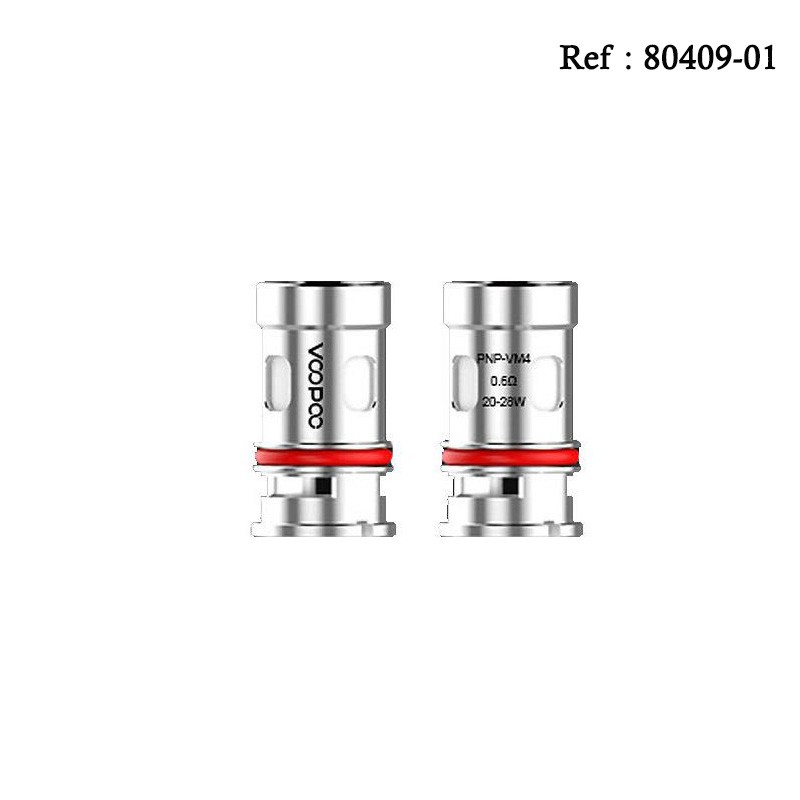 Résistances PnP Mesh 0.6 Ohm VM4 20-28W Voopoo - Boite de 5pcs